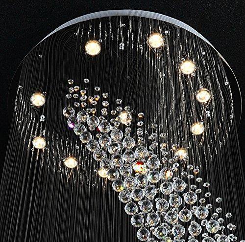 7PM Contemporary Staircase Moon Shaped Wave and Spiral Crystal Chandelier - 7PM LIGHTING