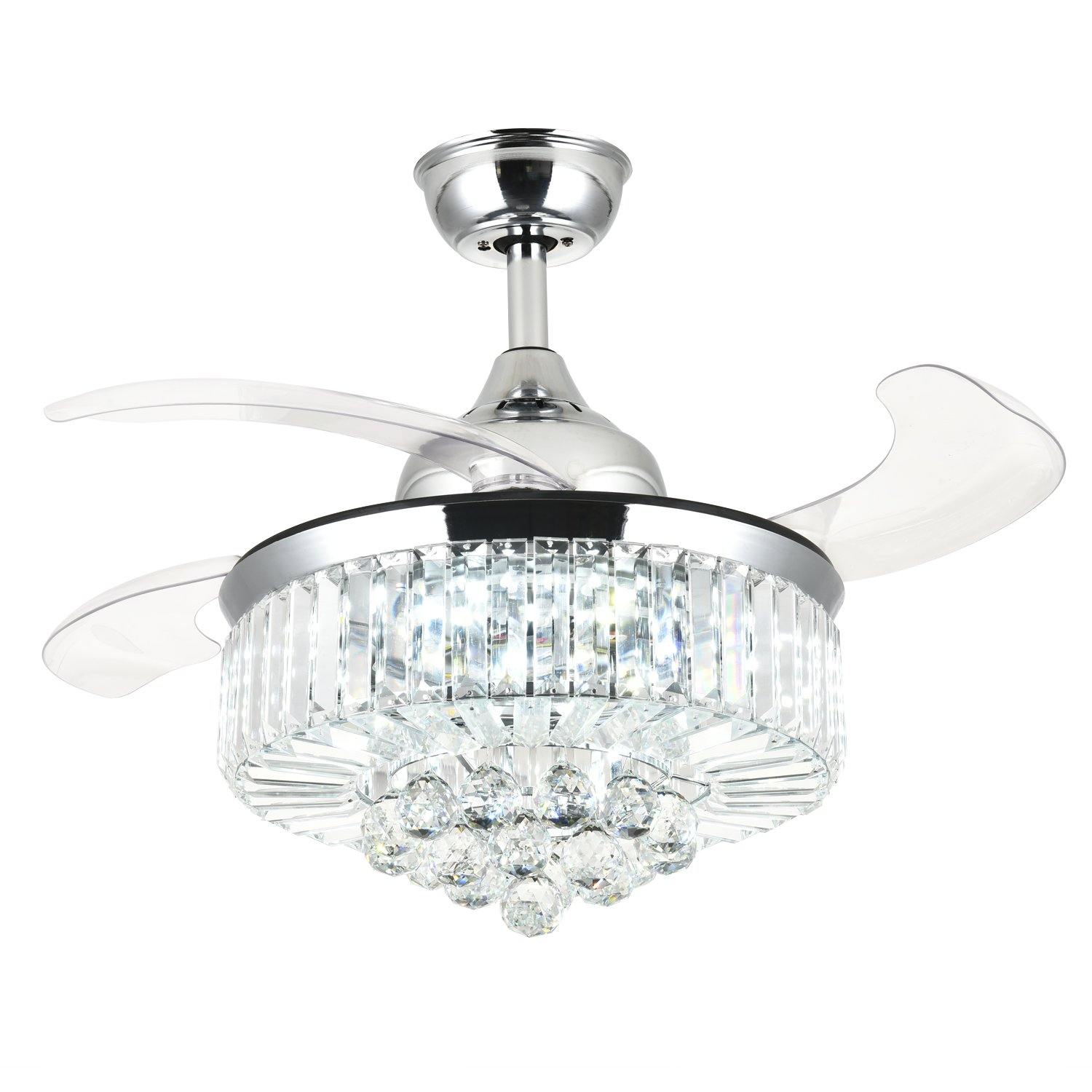Crystal Ceiling Fan Chandelier With