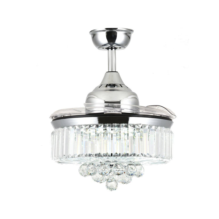 Crystal Ceiling Fans with Retractable Blades and Dimmable Lights, 36 Chrome - Invisible Blades