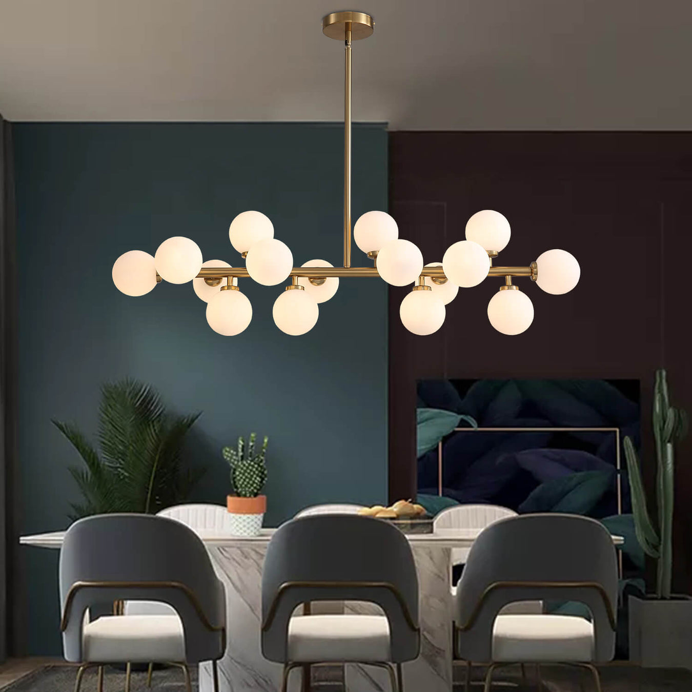 Contemporary Ball Linear Chandelier